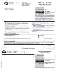 Form FIN227 Wholesale Dealer&#039;s Inventory Return - British Columbia, Canada