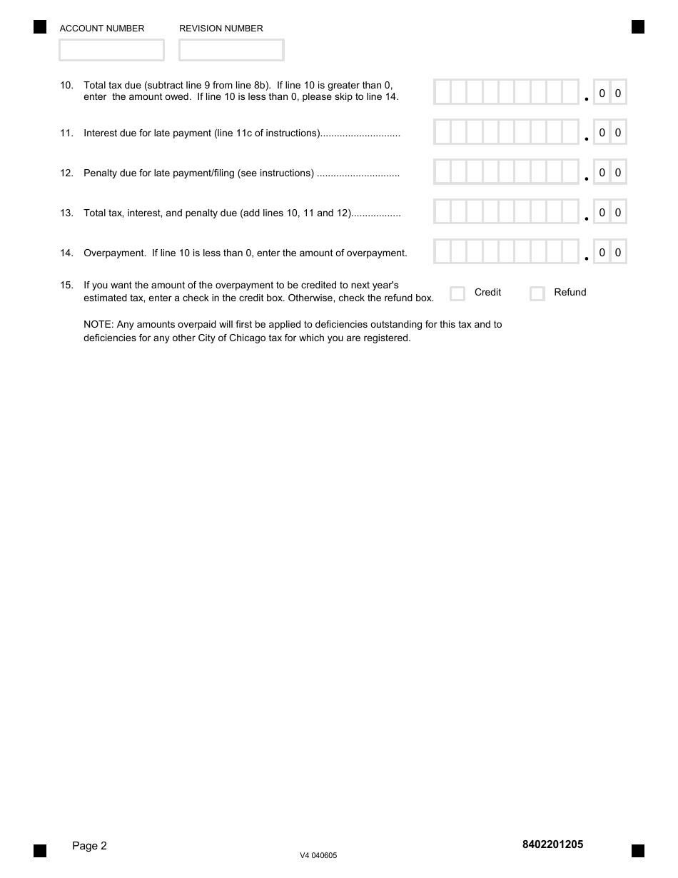 Form 8402CO (CONTRACTOR) Nontitled Personal Property Use Tax - City of Chicago, Illinois, Page 2