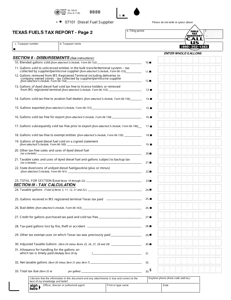 Form 06-168-A Texas Fuels Tax Report - Texas, Page 3