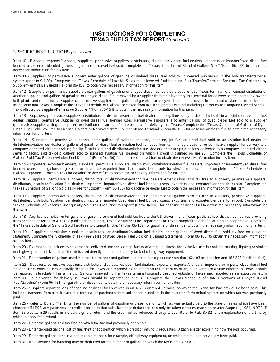 Form 06-168-A Texas Fuels Tax Report - Texas, Page 4