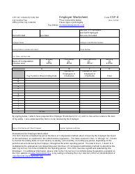 Document preview: Form CSF-4 Employer Worksheet - City of Charleston, West Virginia
