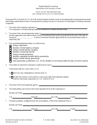 Form B-01A &quot;Articles of Incorporation Including Articles of Conversion&quot; - North Carolina