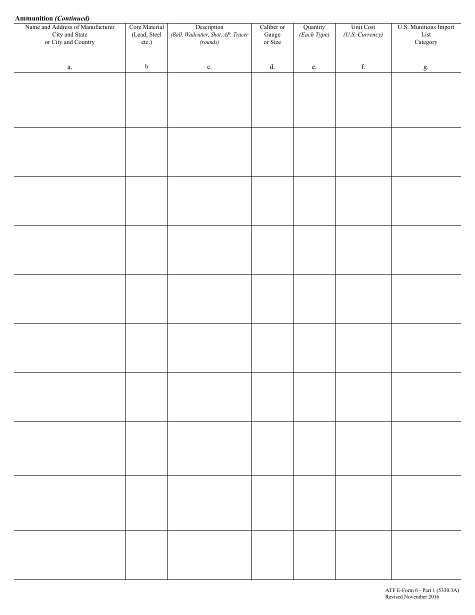 ATF Form 6 (5330.3A) Part 1 Application and Permit for Importation of Firearms, Ammunition and Defense Articles, Page 8