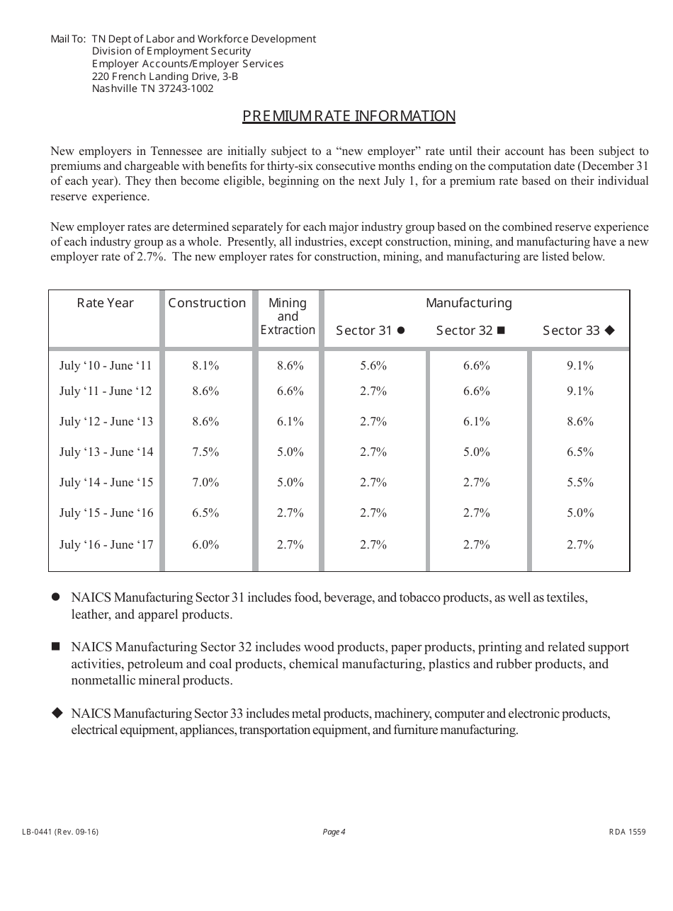 Form RDA1559 Report to Determine Status Application for Employer Number - Tennessee, Page 4