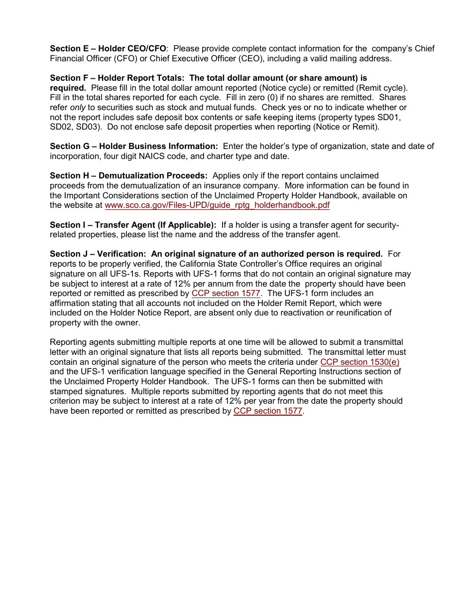Form UFS-1 Universal Holder Face Sheet - California, Page 3