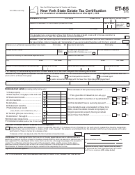 Form ET-85 &quot;New York State Estate Tax Certification&quot; - New York