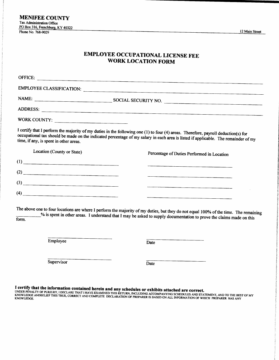 Menifee county, Kentucky Net Profit License Fee Return Form - Fill Out ...