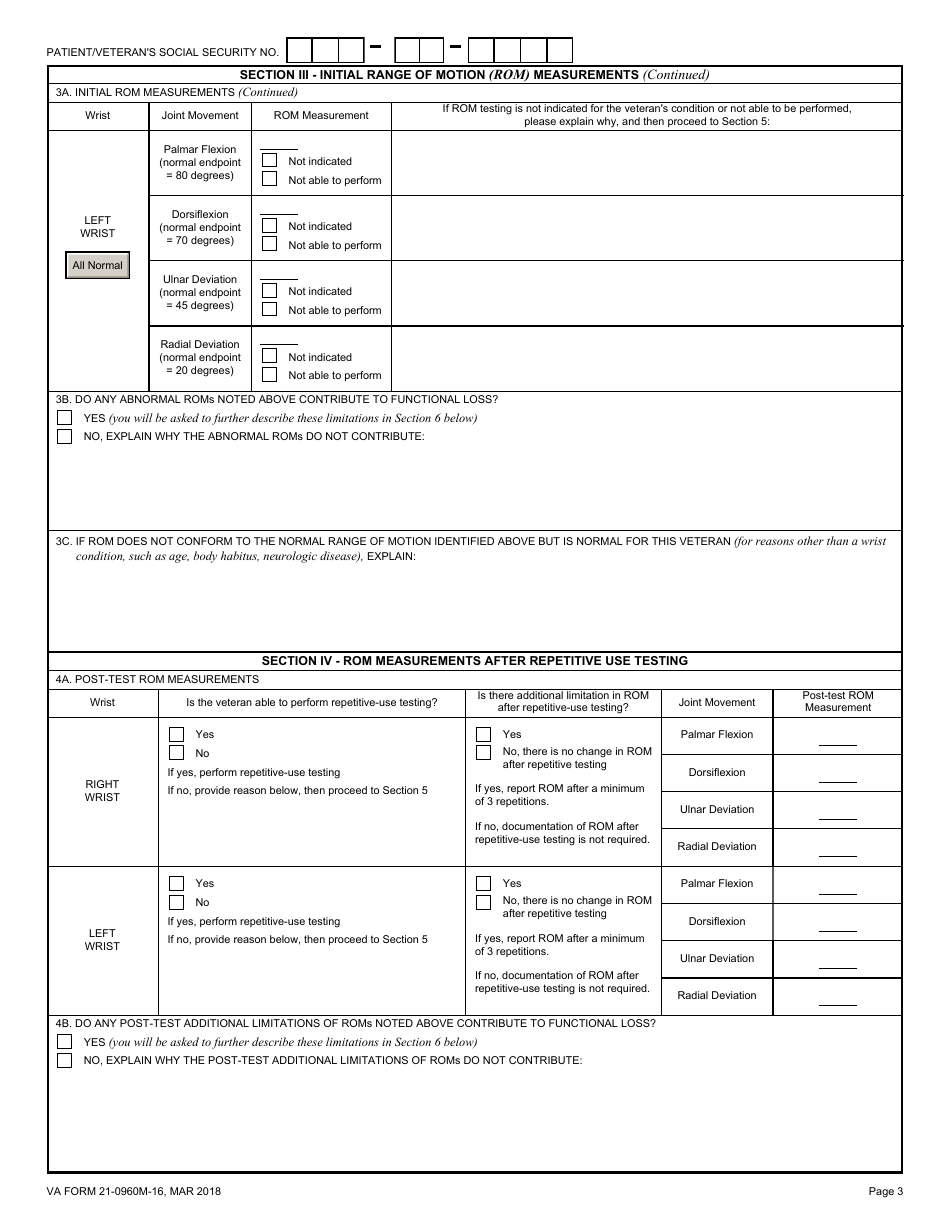 VA Form 21-0960M-16 - Fill Out, Sign Online and Download Fillable PDF ...