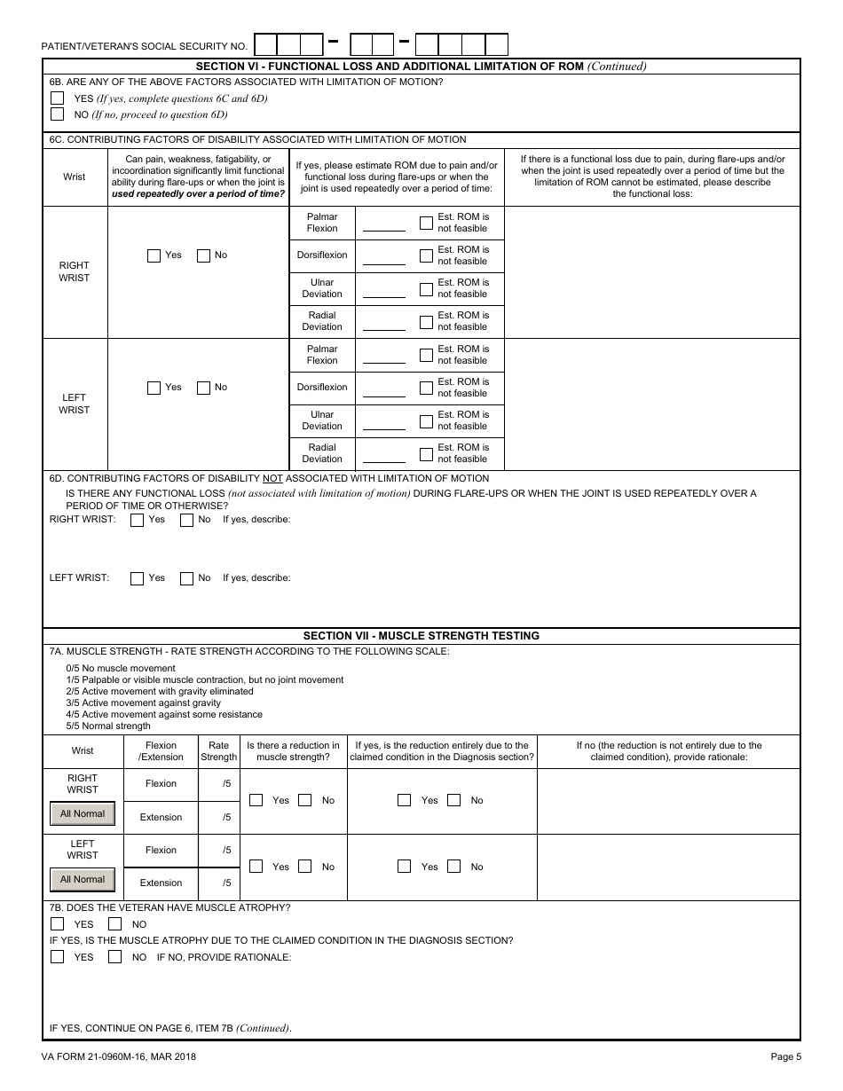 VA Form 21-0960M-16 - Fill Out, Sign Online and Download Fillable PDF ...