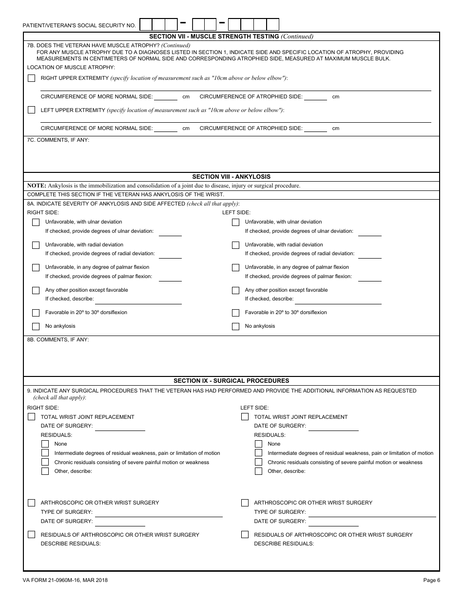 VA Form 210960M16 Fill Out, Sign Online and Download Fillable PDF