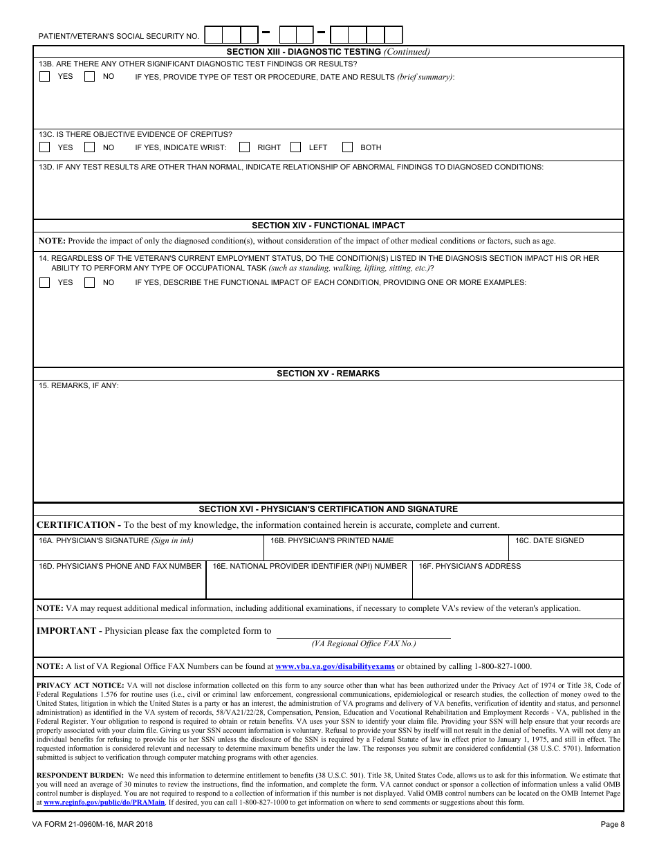 VA Form 21-0960M-16 - Fill Out, Sign Online and Download Fillable PDF ...