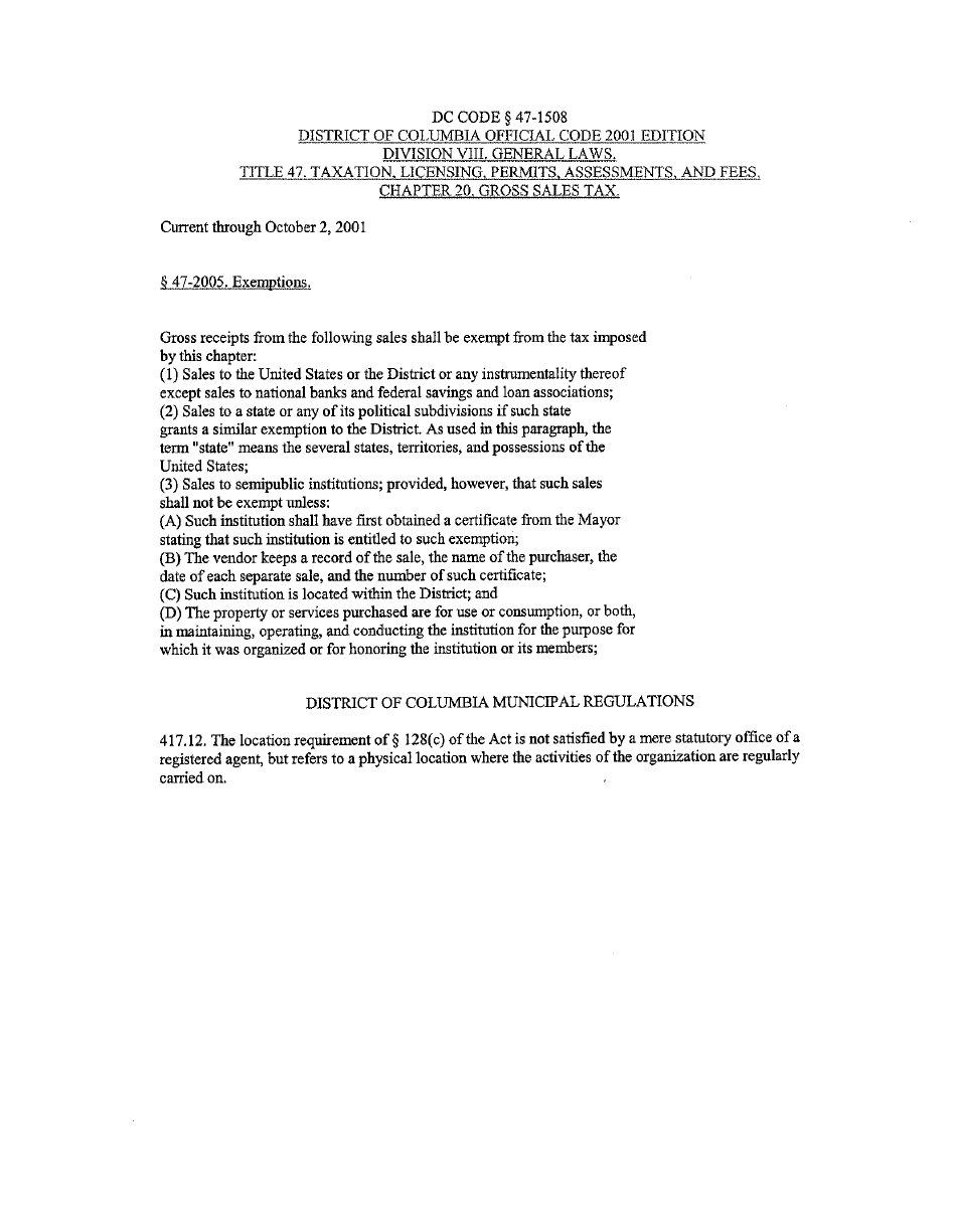 Form FR-164 Application for Exemption - Washington, D.C., Page 6