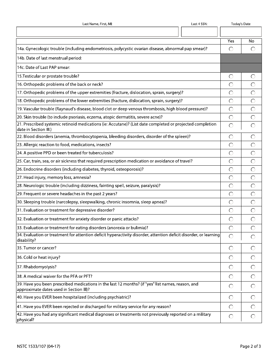 Form NSTC1533/107 - Fill Out, Sign Online and Download Fillable PDF ...