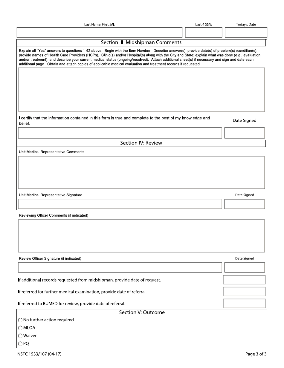 Form NSTC1533 / 107 Annual Certificate of Physical Condition, Page 3