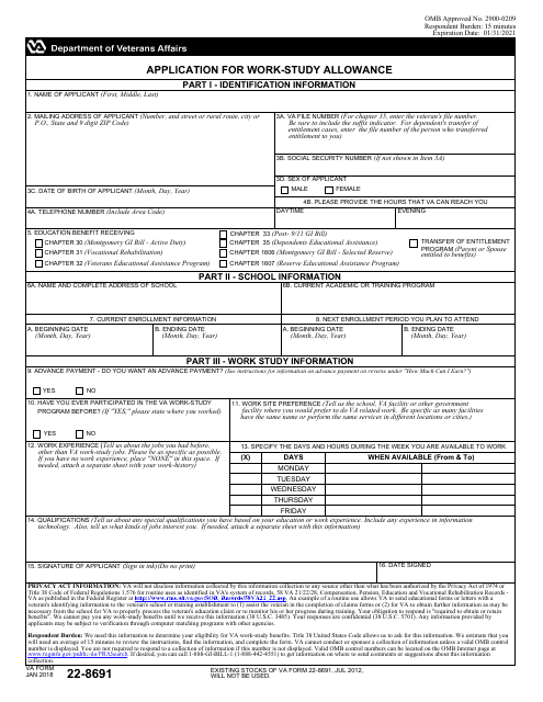 VA Form 22-8691  Printable Pdf