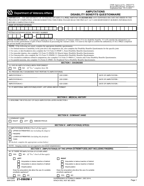 VA Form 21-0960M-1  Printable Pdf