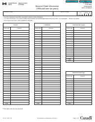 Form T2 Schedule 100 Balance Sheet Information - Canada