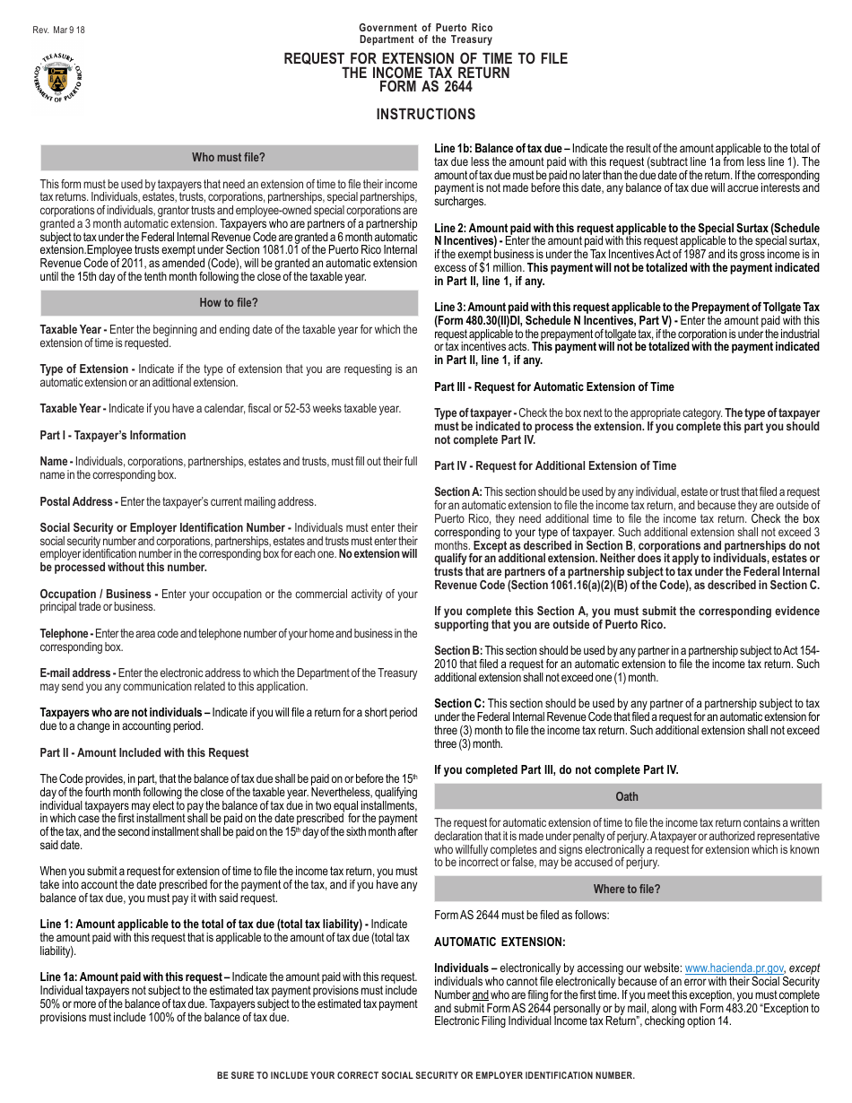 Form SC2644 Solicitud De Prorroga Para Rendir La Planilla De Contribucion Sobre Ingresos - Puerto Rico, Page 5