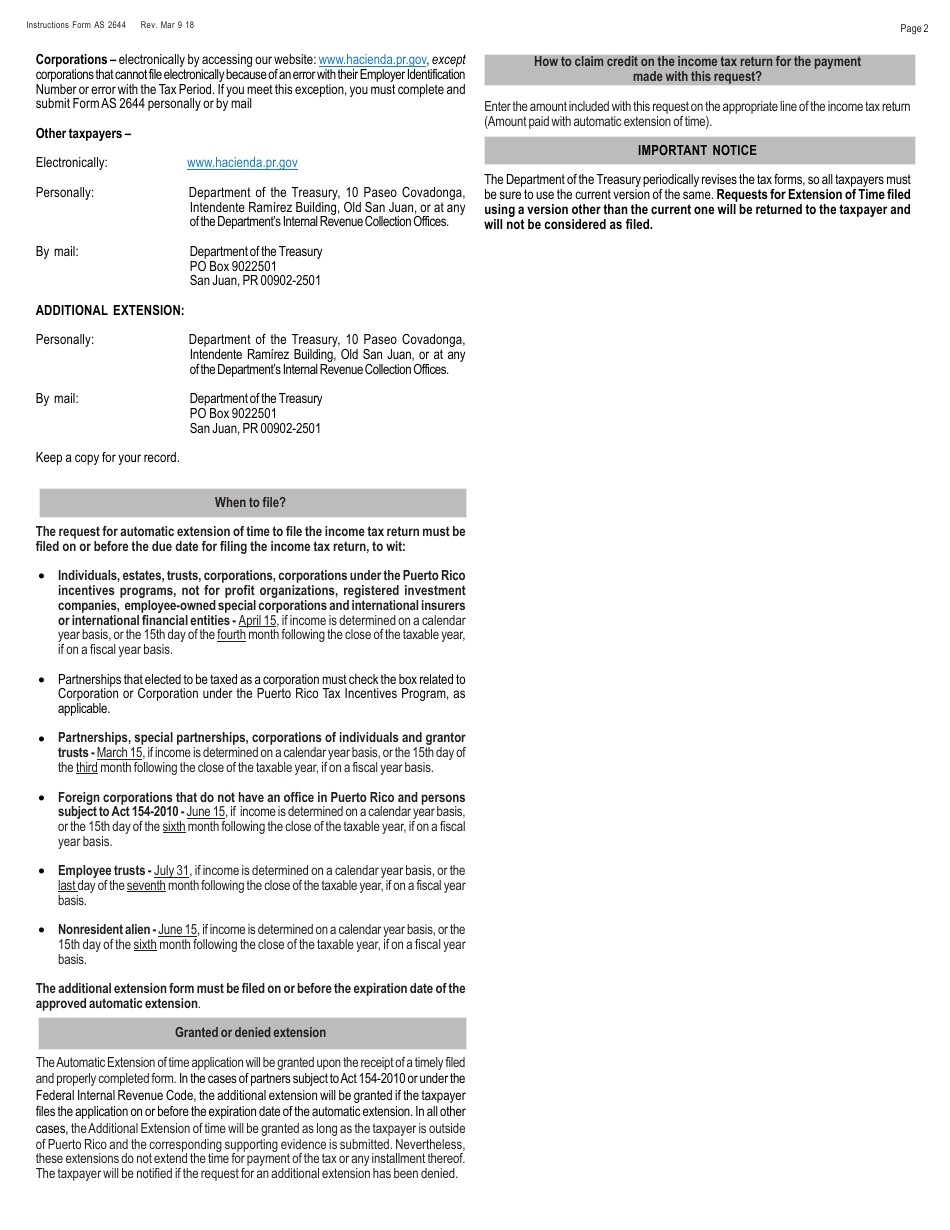 Form SC2644 Solicitud De Prorroga Para Rendir La Planilla De Contribucion Sobre Ingresos - Puerto Rico, Page 6