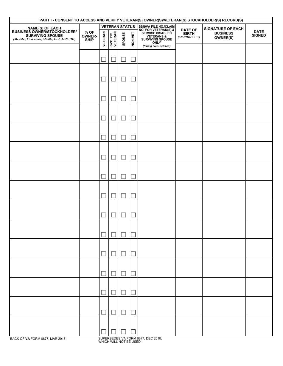 VA Form 0877 - Fill Out, Sign Online and Download Fillable PDF ...