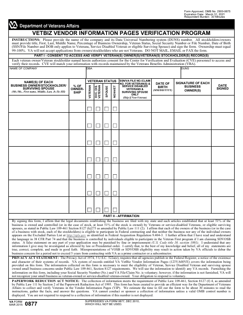 VA Form 0877  Printable Pdf