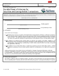 Form F5188 Durable Power of Attorney for Securities and Savings Bonds Transactions - Treasurydirect