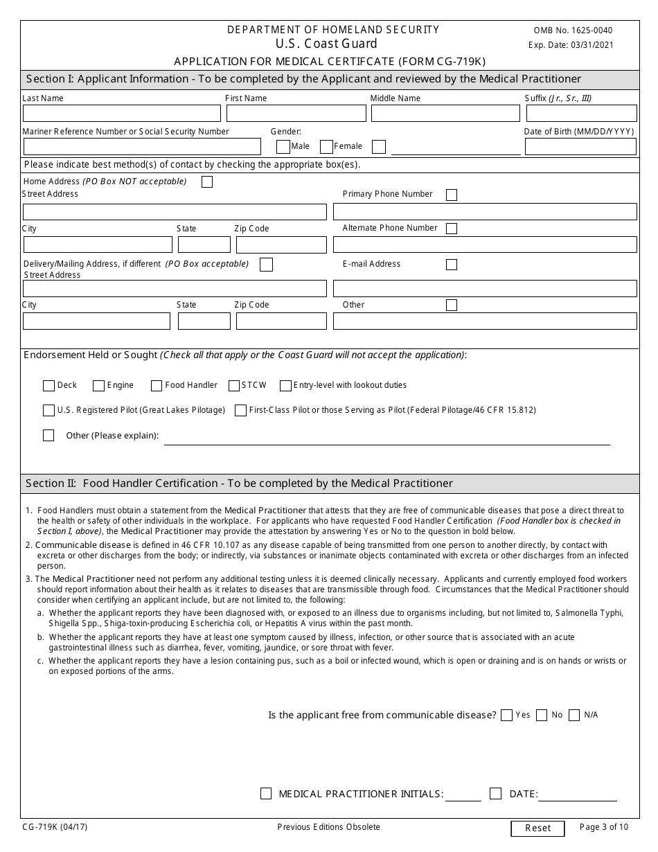 Form CG-719K - Fill Out, Sign Online and Download Fillable PDF ...