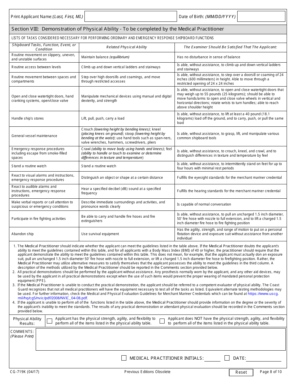 Form CG-719K - Fill Out, Sign Online and Download Fillable PDF ...