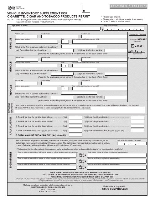 Form 69-122  Printable Pdf
