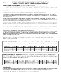 Form 69-122 Vehicle Inventory Supplement for Cigarette, Cigar and Tobacco Products Permit - Texas, Page 2