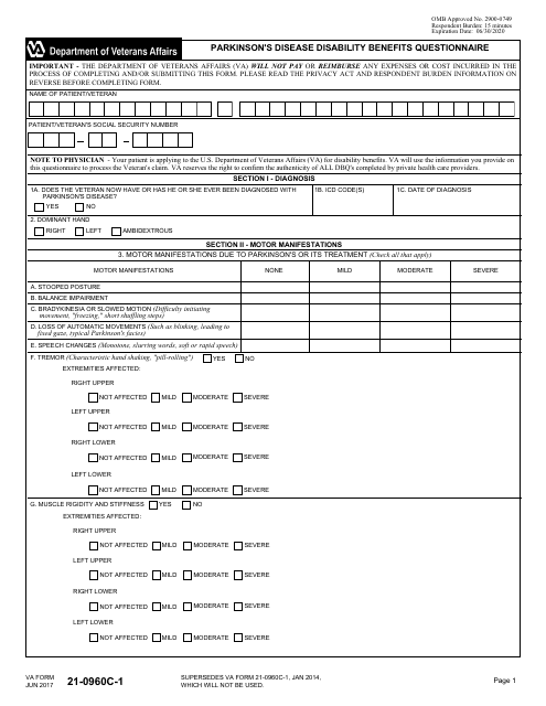 VA Form 21-0960C-1  Printable Pdf