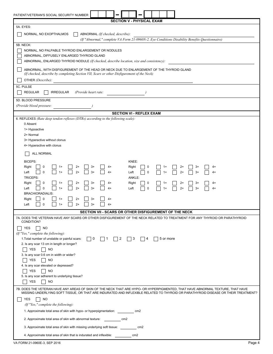 VA Form 21-0960E-3 Thyroid and Parathyroid Conditions Disability Benefits Questionnaire, Page 4