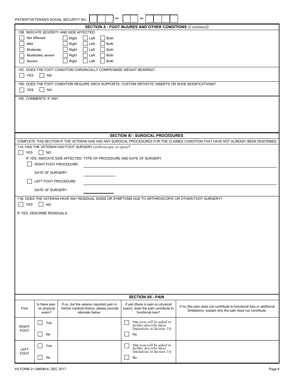 VA Form 21-0960M-6 - Fill Out, Sign Online and Download Fillable PDF ...