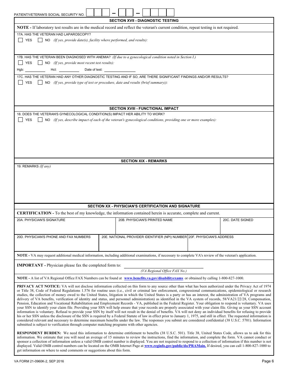 VA Form 21-0960K-2 - Fill Out, Sign Online and Download Fillable PDF ...