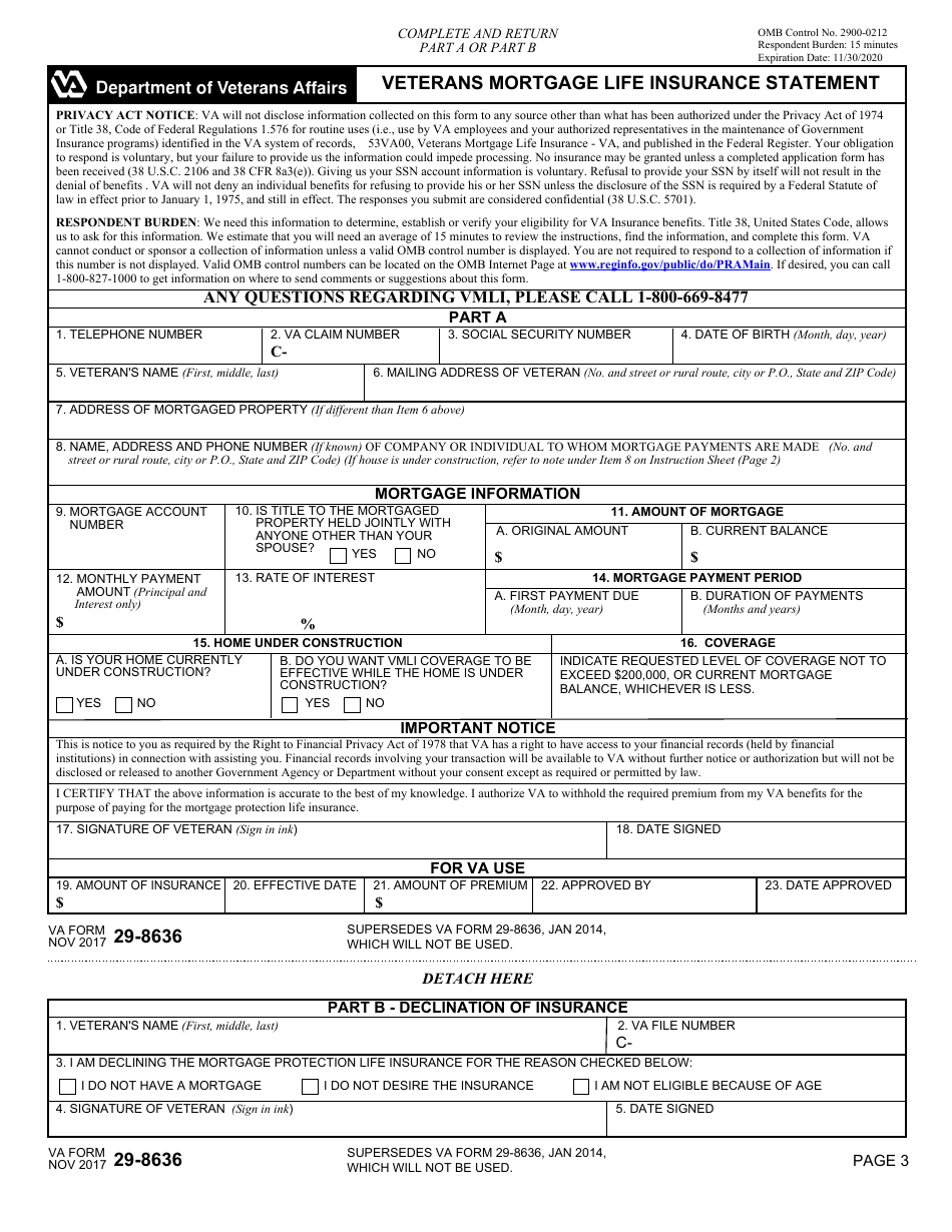VA Form 29-8636 Veterans Mortgage Life Insurance, Page 3