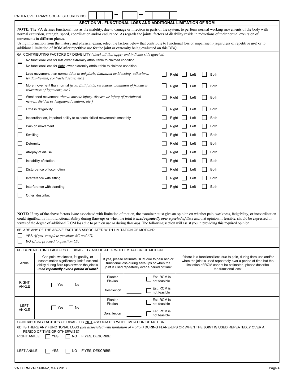 VA Form 21-0960M-2 Ankle Conditions Disability Benefits Questionnaire, Page 4