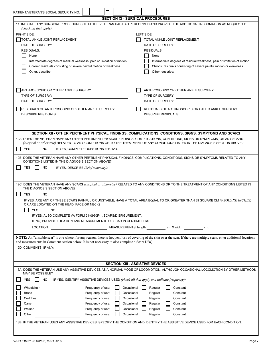 VA Form 21-0960M-2 Ankle Conditions Disability Benefits Questionnaire, Page 7
