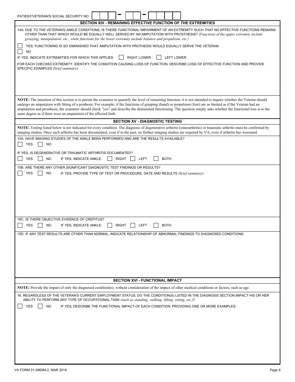 VA Form 21-0960M-2 Ankle Conditions Disability Benefits Questionnaire, Page 8