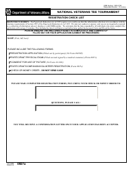 Document preview: VA Form 0927A National Veterans Tee Tournament Registration Checklist