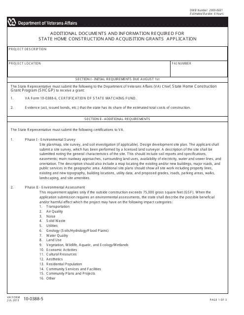 VA Form 10-0388-5  Printable Pdf