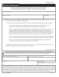 VA Form 10-0388-7 Certification Regarding Debarment, Suspension, and Other Responsibility Matters - Primary Covered Transactions