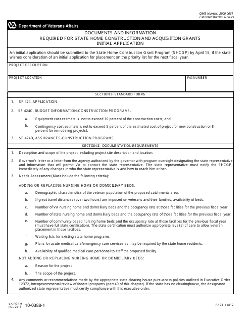 VA Form 10-0388-1  Printable Pdf
