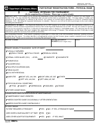 VA Form 0927C National Veterans Tee Tournament Participant Registration Form - Physical Exam