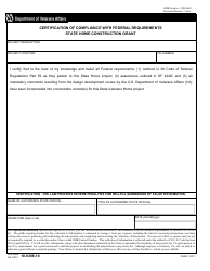 Document preview: VA Form 10-0388-10 Certification of Compliance With Federal Requirements - State Home Construction Grant