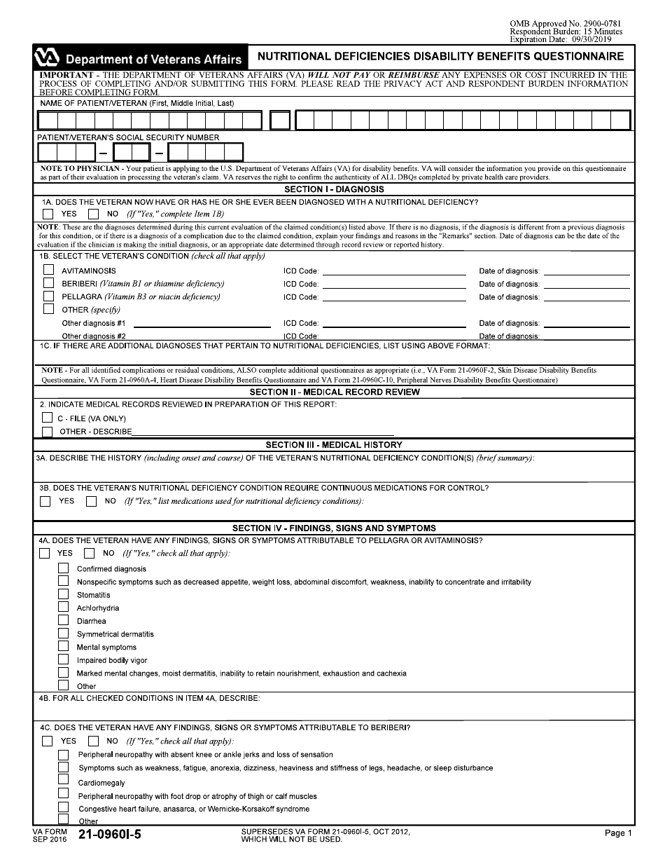 VA Form 21-0960I-5 - Fill Out, Sign Online and Download Fillable PDF ...