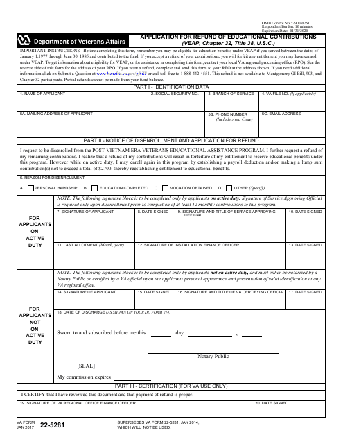 VA Form 22-5281  Printable Pdf