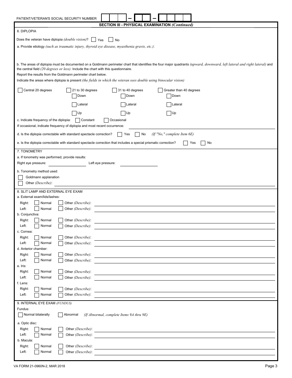 VA Form 21-0960N-2 Eye Conditions Disability Benefits Questionnaire, Page 3