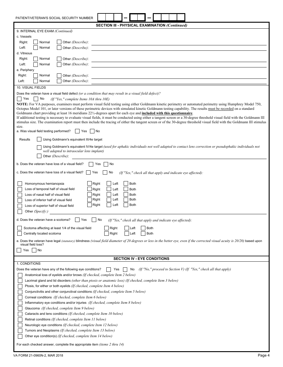 VA Form 21-0960N-2 Eye Conditions Disability Benefits Questionnaire, Page 4