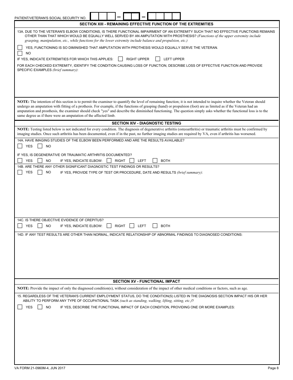 VA Form 21-0960M-4 Elbow and Forearm Conditions Disability Benefits Questionnaire, Page 8