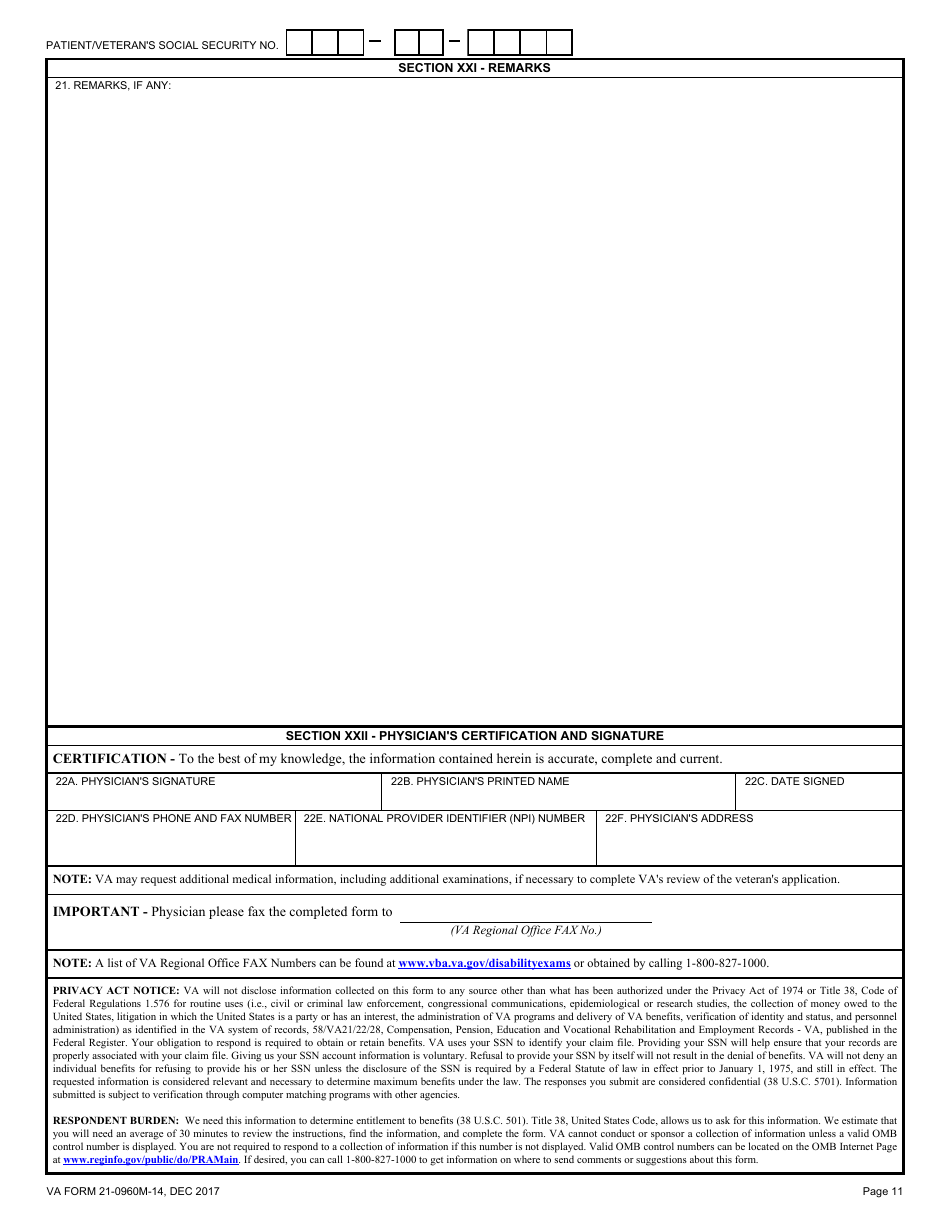 Va Form 21 0960m 14 Fill Out Sign Online And Download Fillable Pdf Templateroller 9547